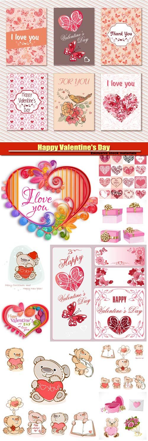 Happy Valentine's Day vector, hearts, romance, love #8