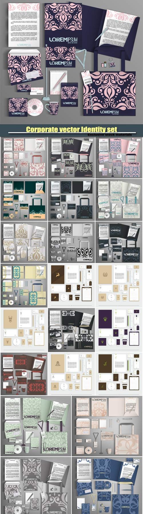   Corporate vector Identity set with abstract pattern