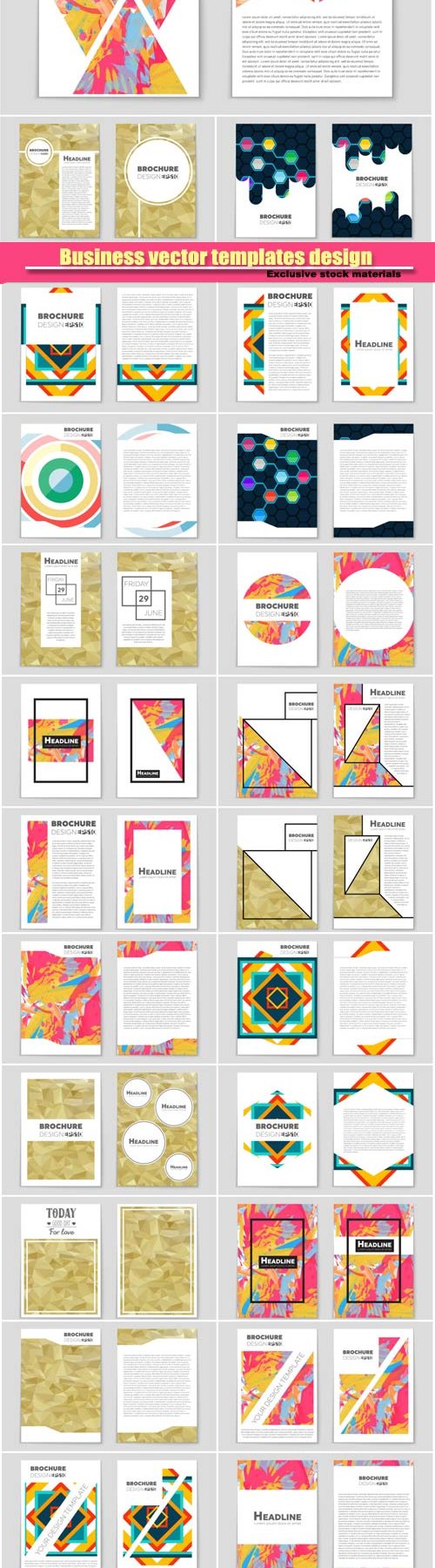 Abstract vector layout background set, template brochure design