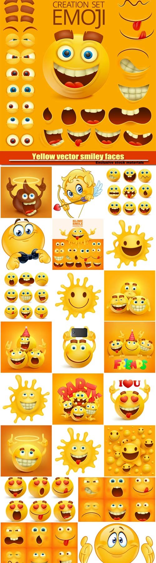 Yellow vector smiley faces