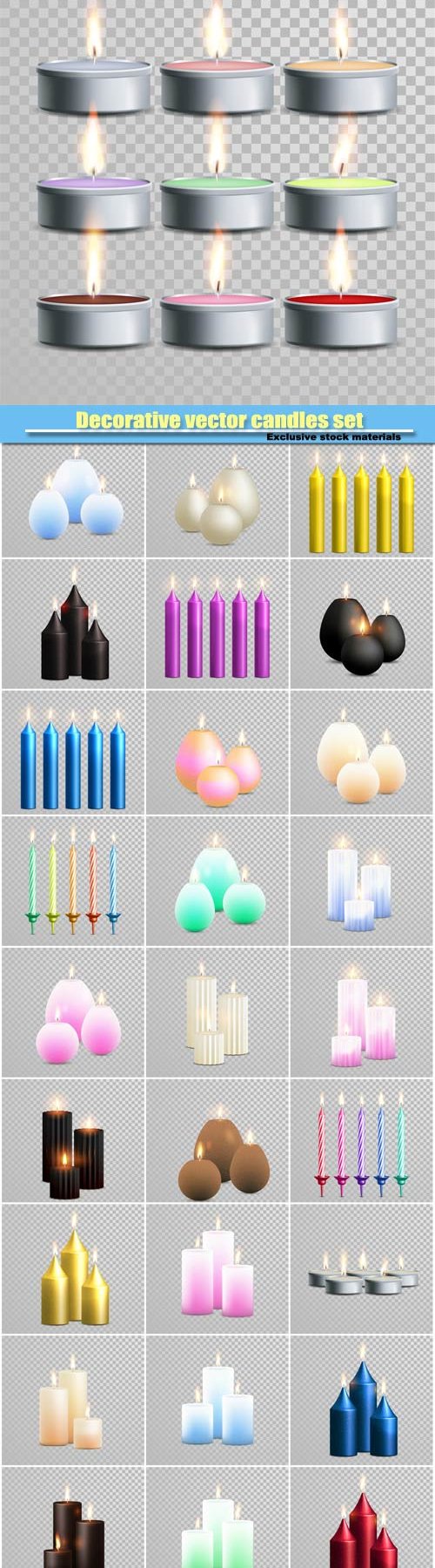 Decorative vector candles set