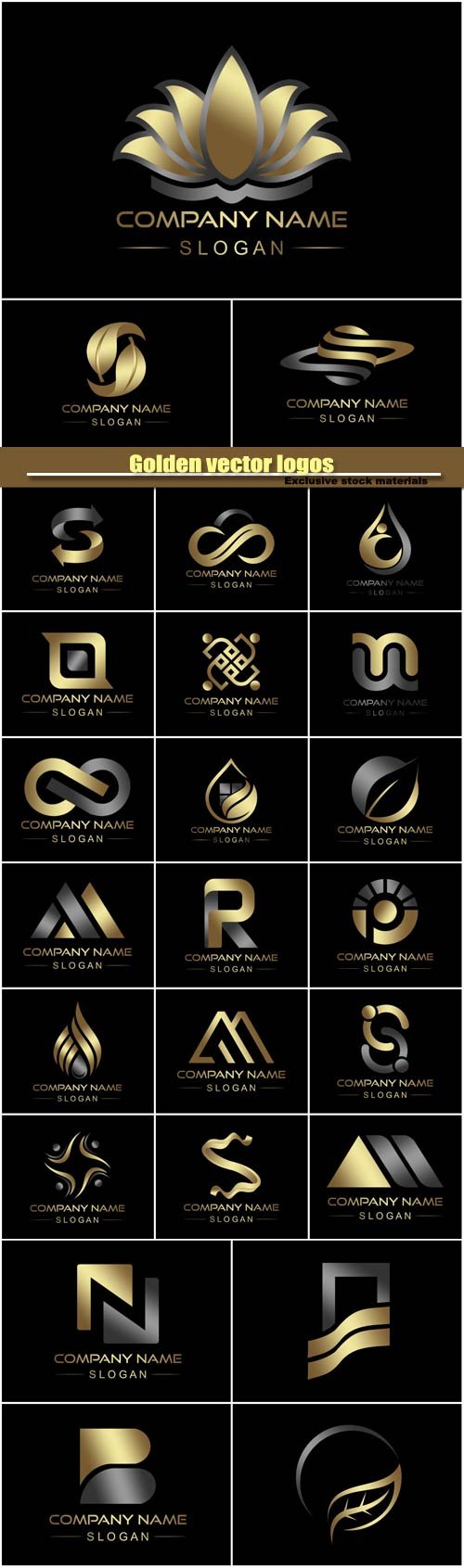 Golden vector logos, business company icon