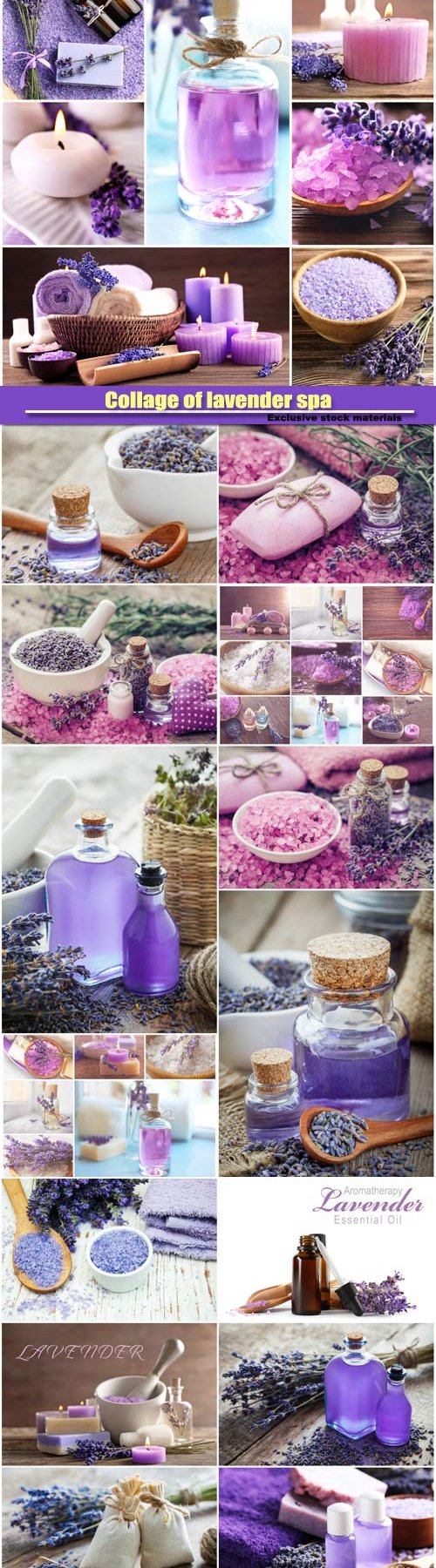 Collage of lavender spa, beauty treatment concept
