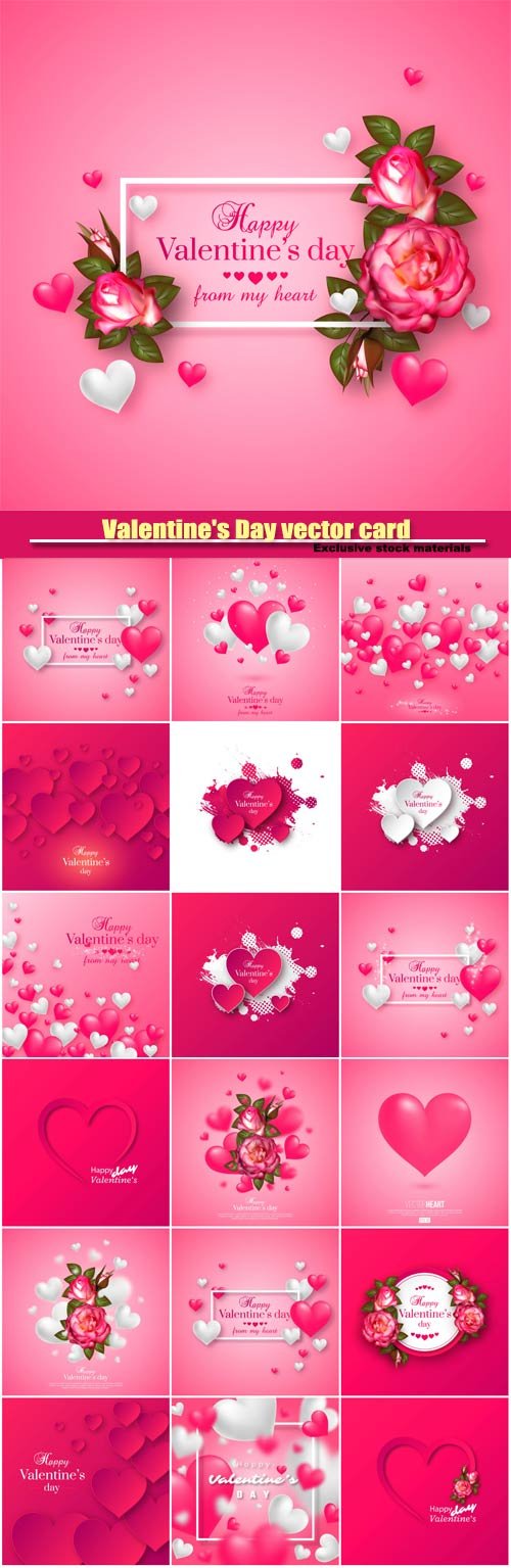 Valentine's Day vector card, cards with hearts