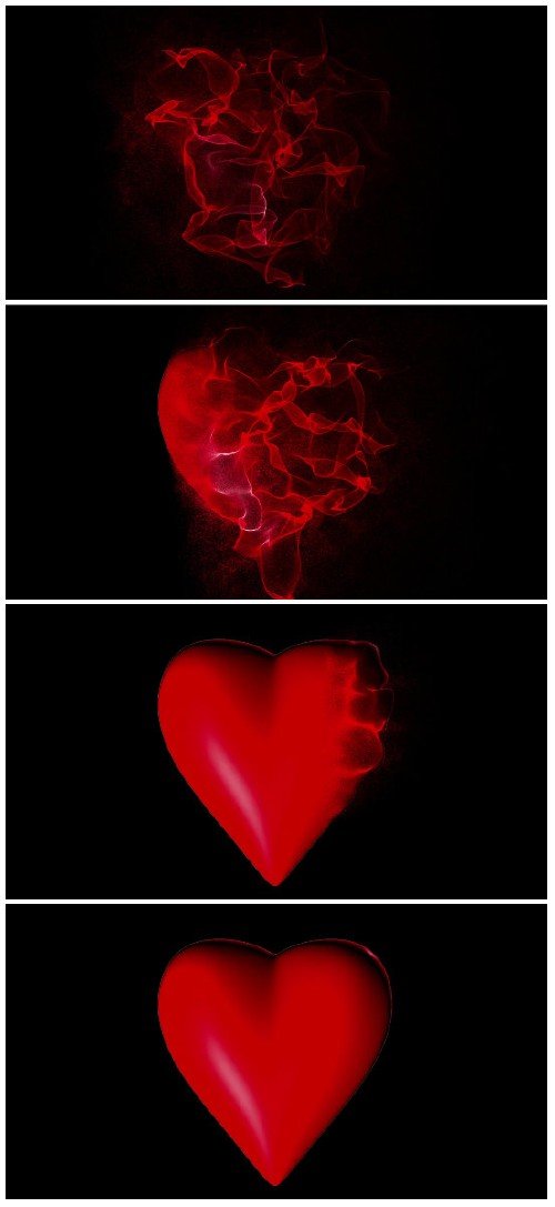 Heart manifests of particles on a black background, alpha-channel video loop