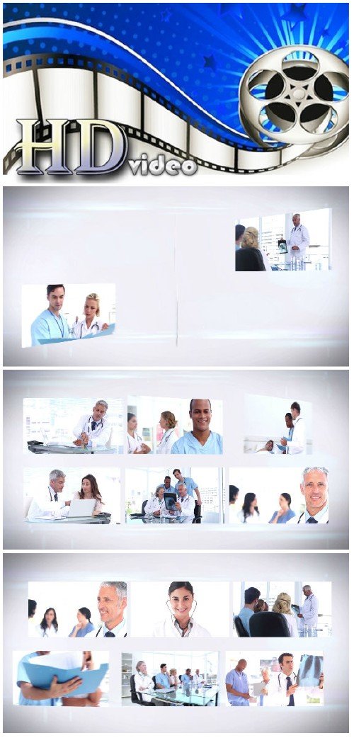 Video footage Medical team montage on white background