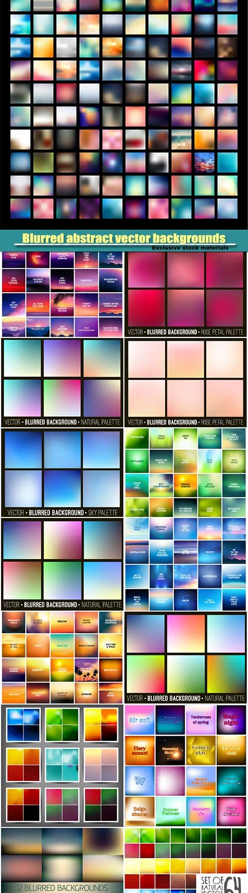 Blurred abstract vector backgrounds set