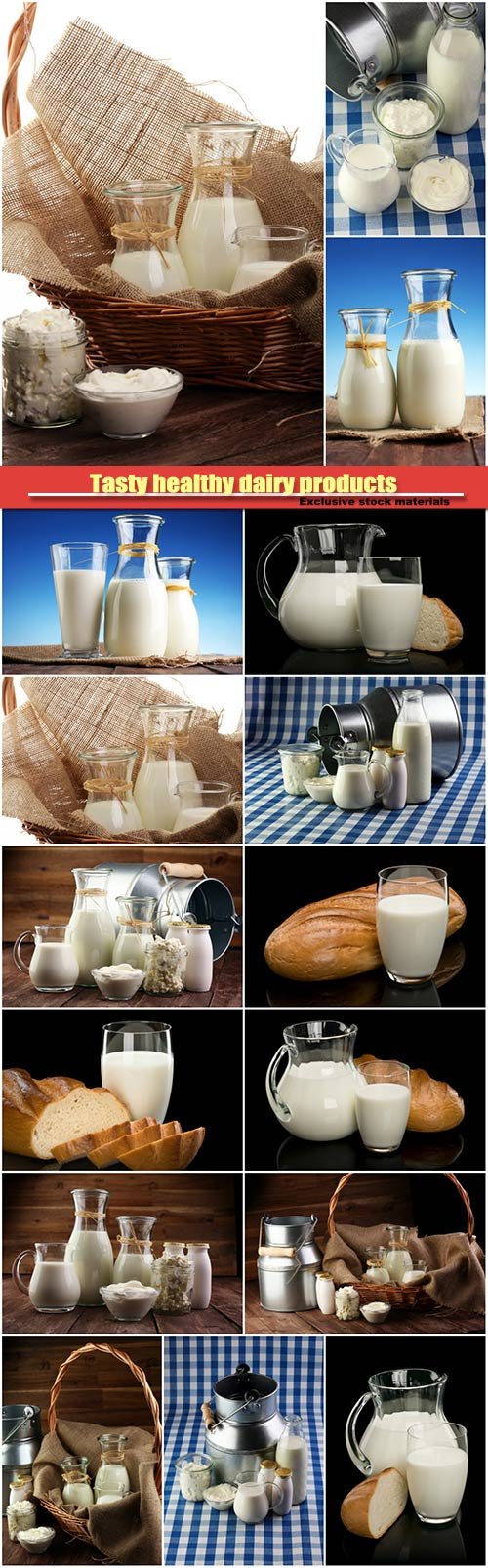 Tasty healthy dairy products, milk products