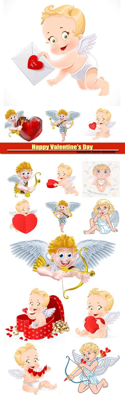 Happy Valentine's Day vector, hearts, romance, love, angels #7