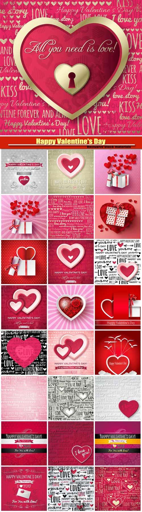 Happy Valentine's Day vector, hearts, romance, love #9