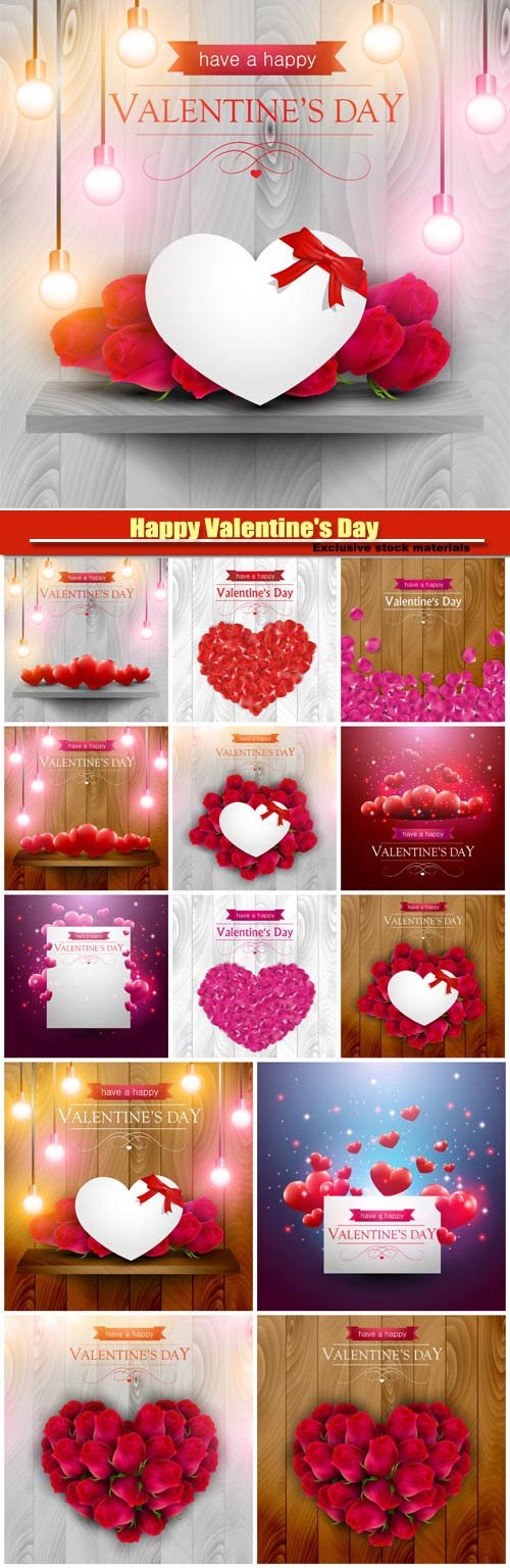 Happy Valentine's Day vector, hearts, romance, love #2