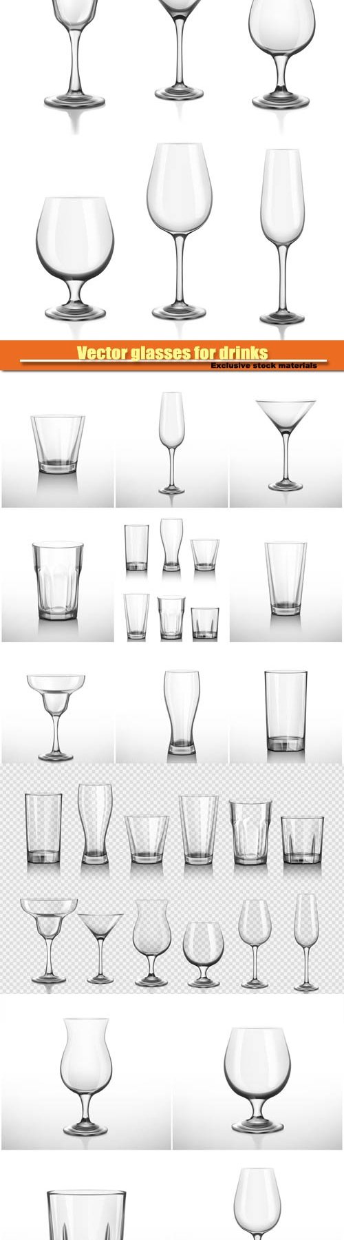 Vector glasses for drinks