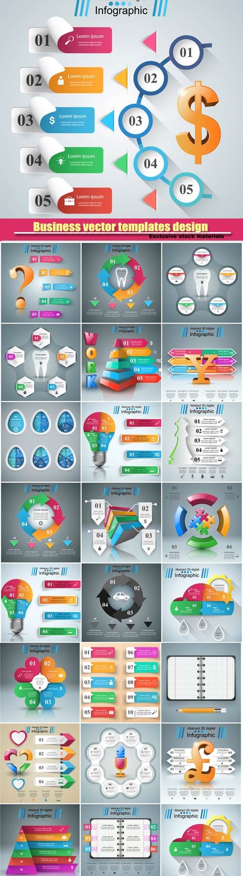 3D business infographic vector design