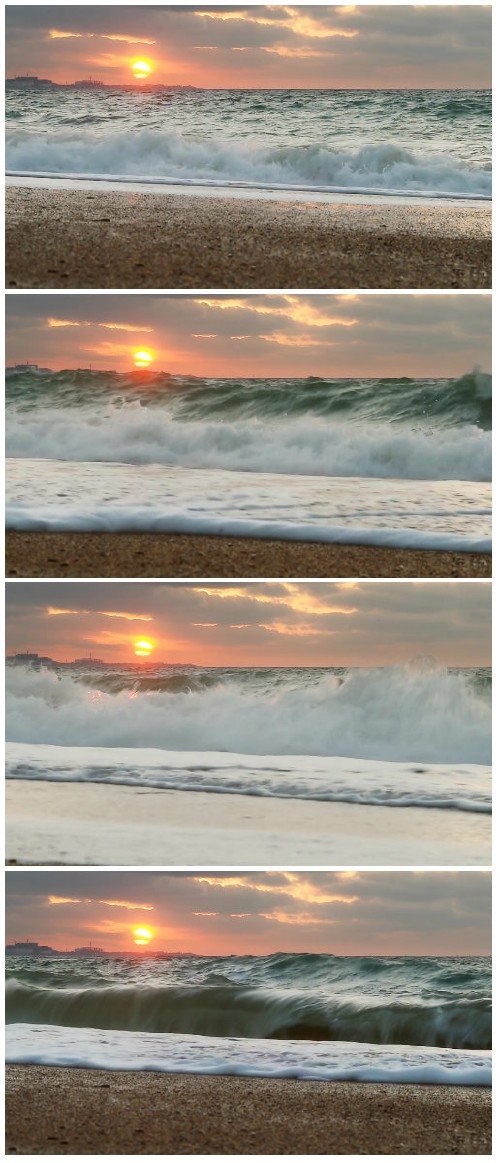 Footage Wave on sunset, nature composition