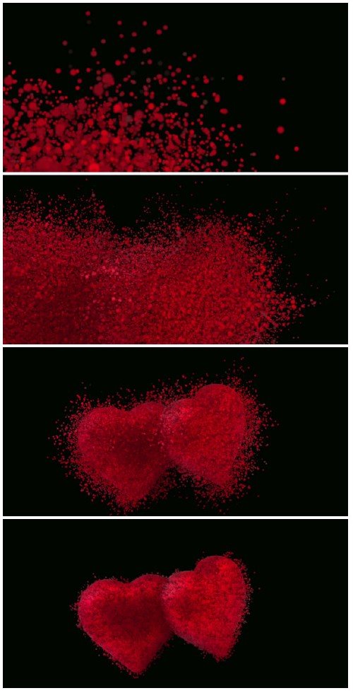 Video footage Particles of hearts with alpha channel
