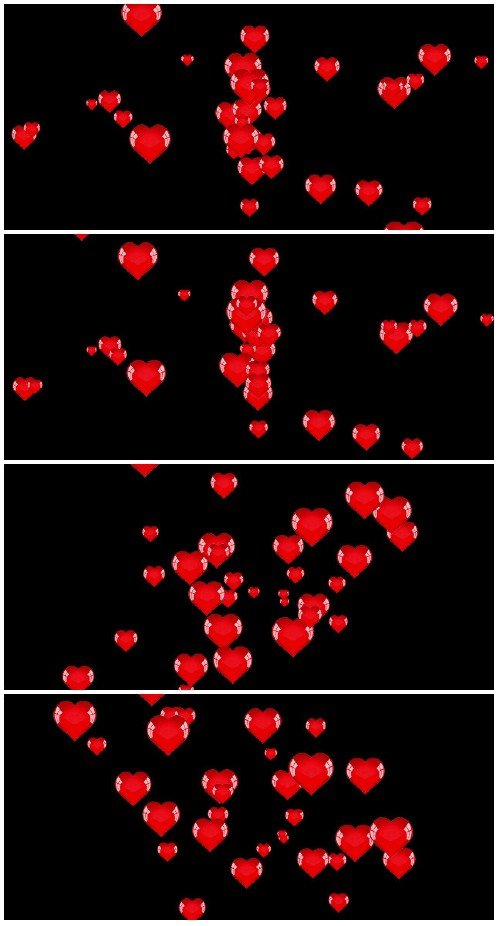 Video footage Red hearts on a black background, valentines day