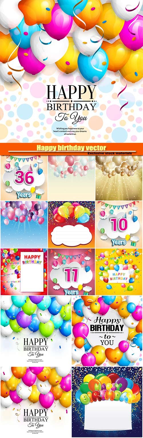Happy birthday vector, backgrounds balloons
