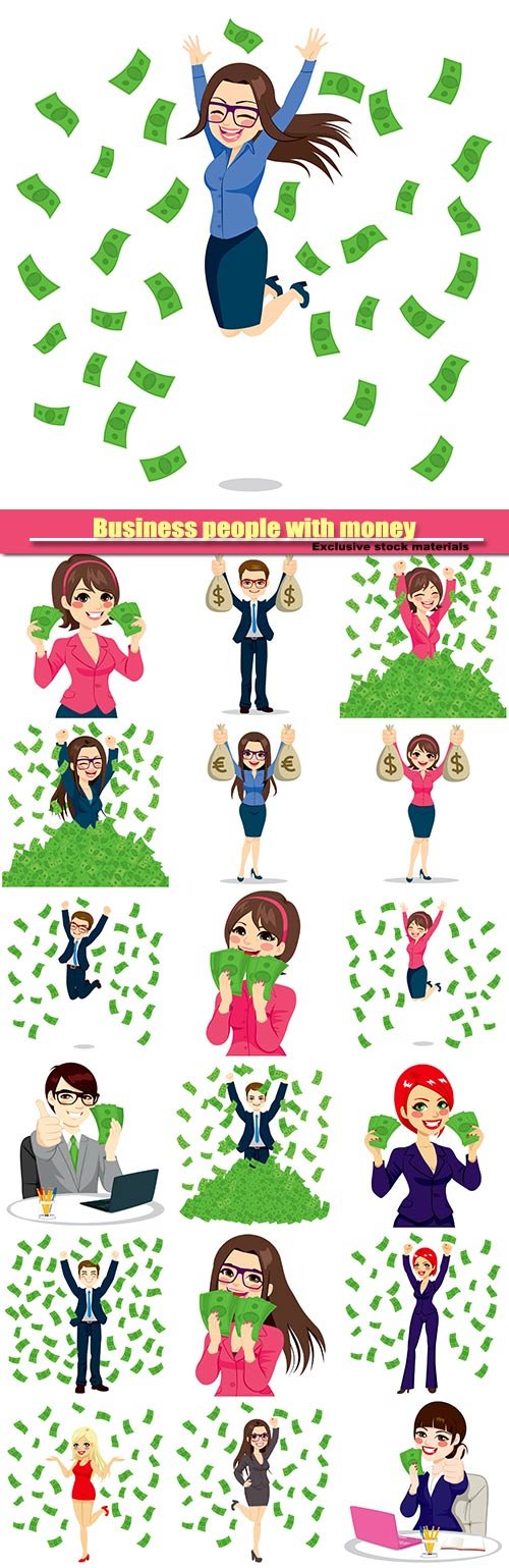 Vector Business people with money