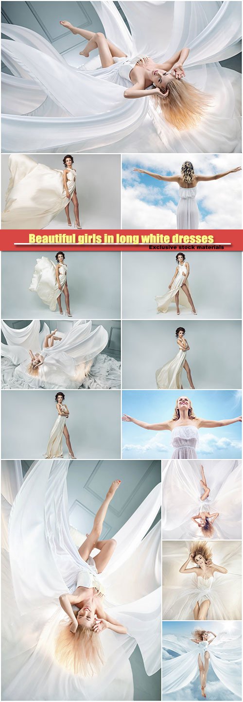 Beautiful girls in long white dresses