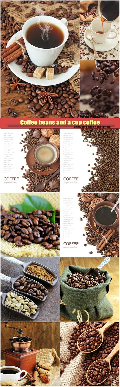 Coffee beans and a cup of fragrant coffee