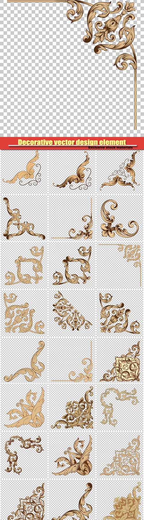Decorative vector design element, vintage baroque ornament