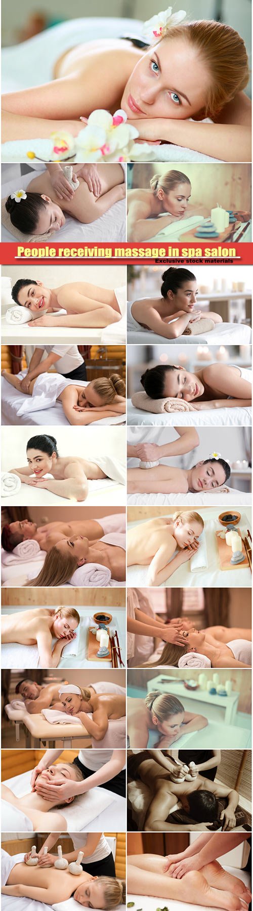 Beautiful young woman receiving massage in spa salon