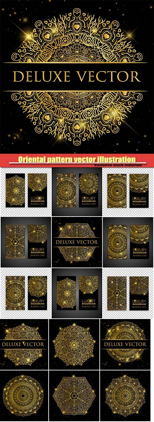 Oriental pattern vector illustration, Islam, Arabic Indian turkish motifs