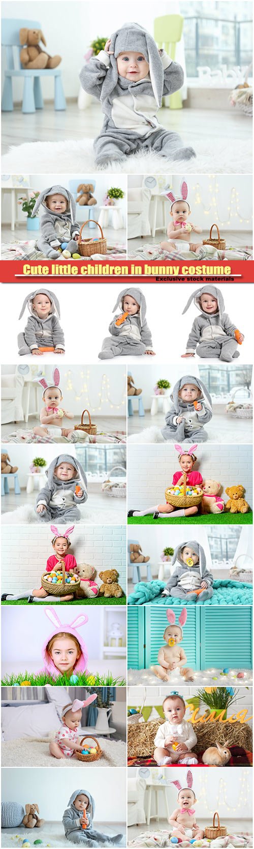 Cute little children in bunny costume, Easter holidays
