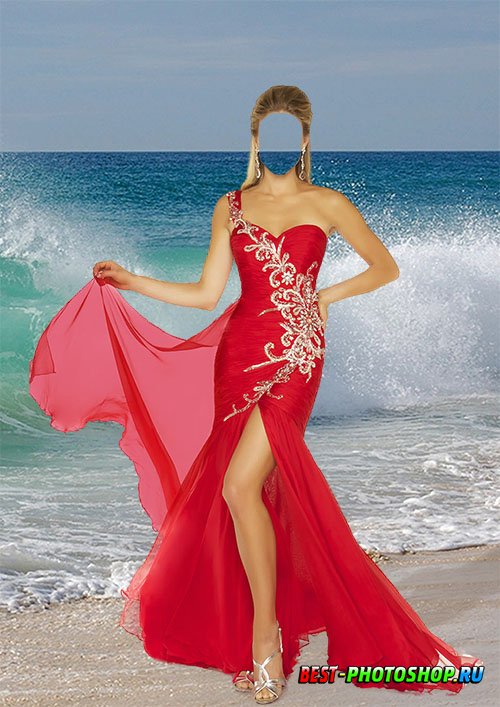 Девушка на фоне моря - Шаблон для фотошопа