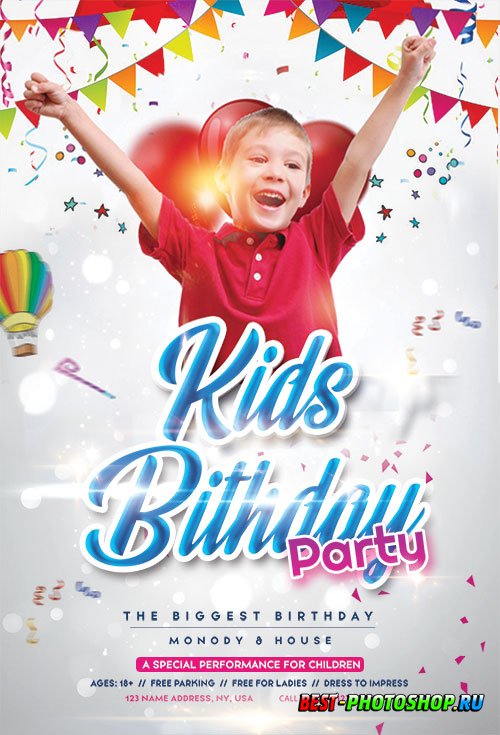 Birthday Kids Event PSD Flyer Template