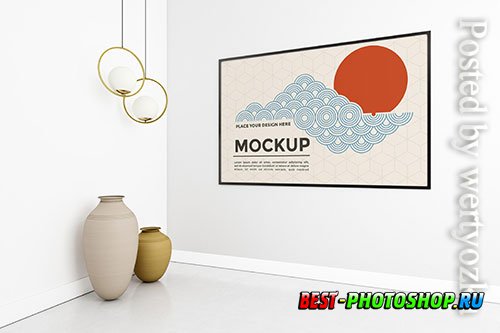 Living room composition with frame mock-up