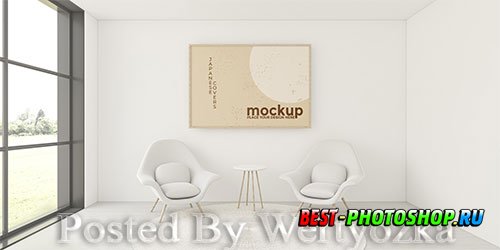 Composition for home interior with frame mock-up
