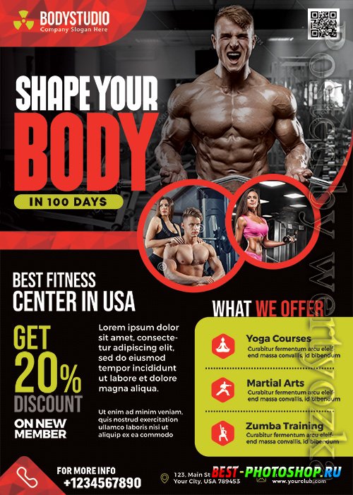 Gym Fitness Center - Premium flyer psd template