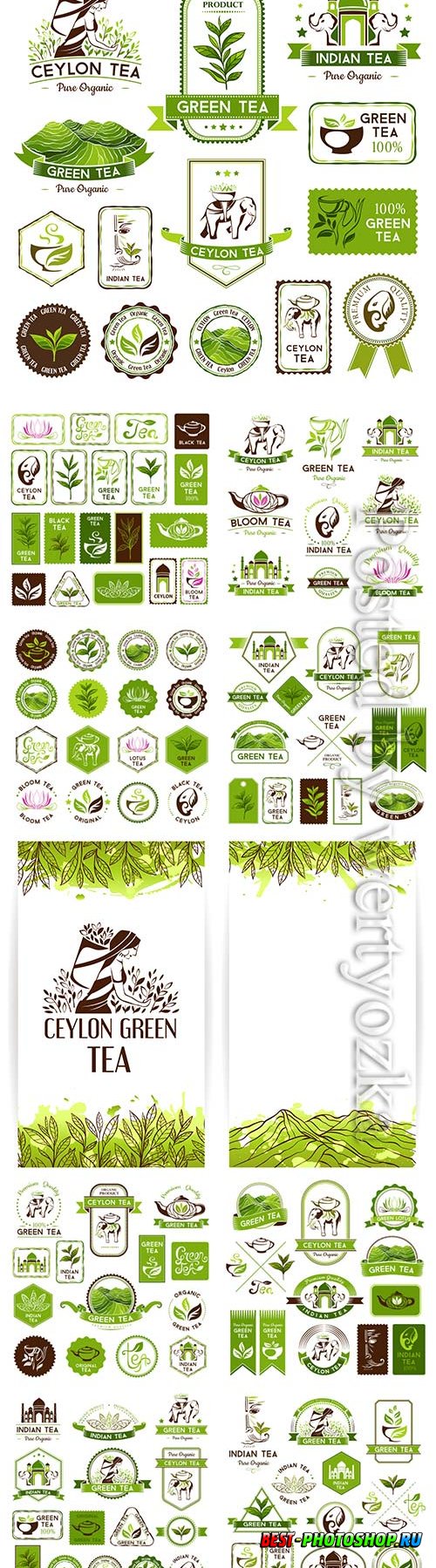 Ceylon tea labels and stickers in vector