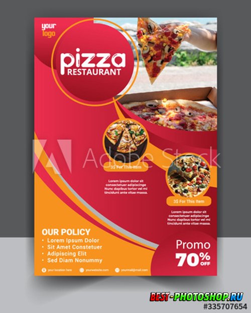 Pizza restaurant menu flyer