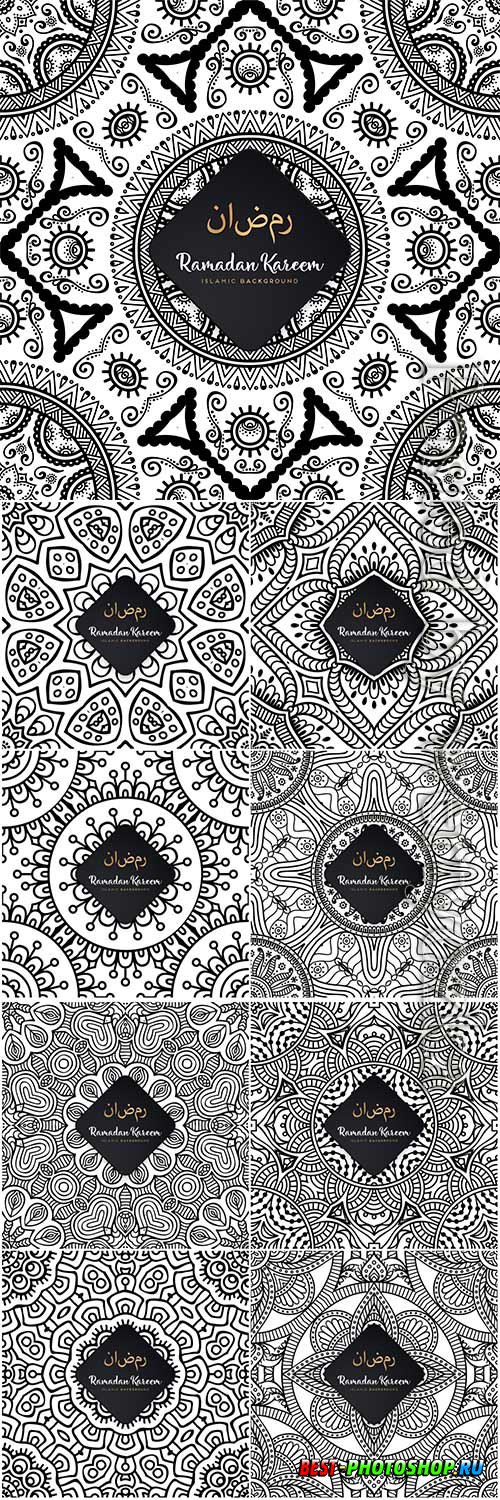 Ramadan kareem seamless pattern mandala vector background # 2