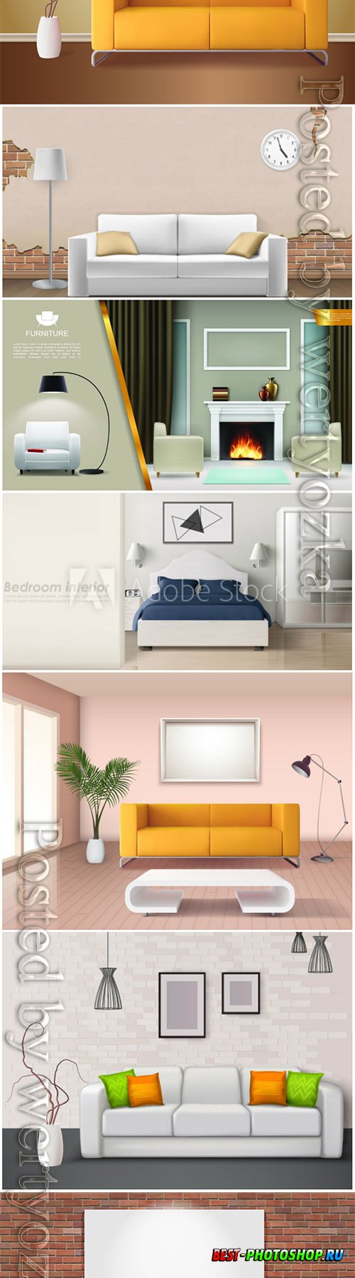 Modern interior in vector, sofas
