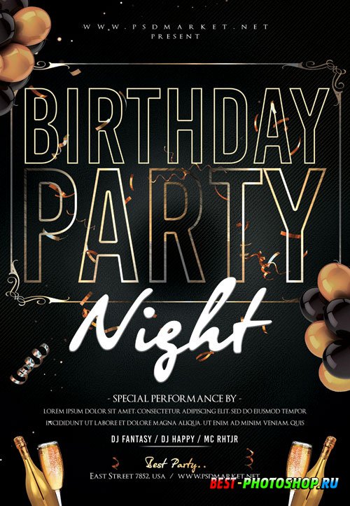 Birthday party night - Premium flyer psd template