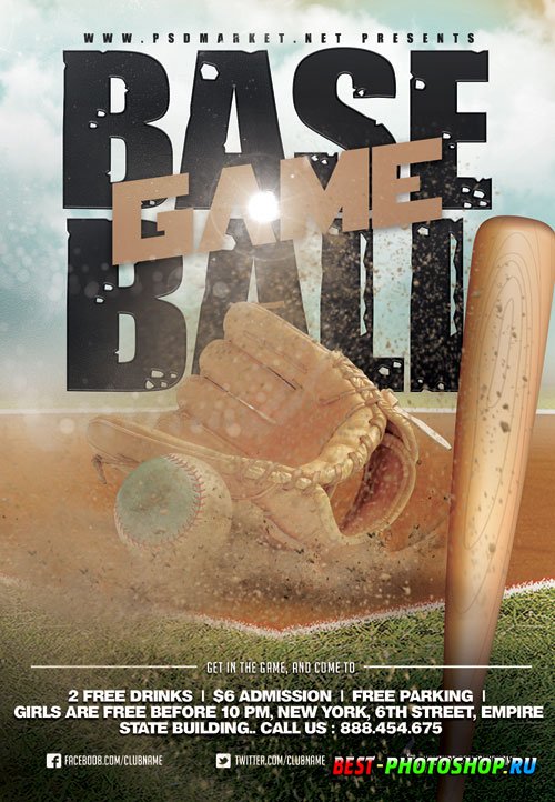 Baseball game event - Premium flyer psd template