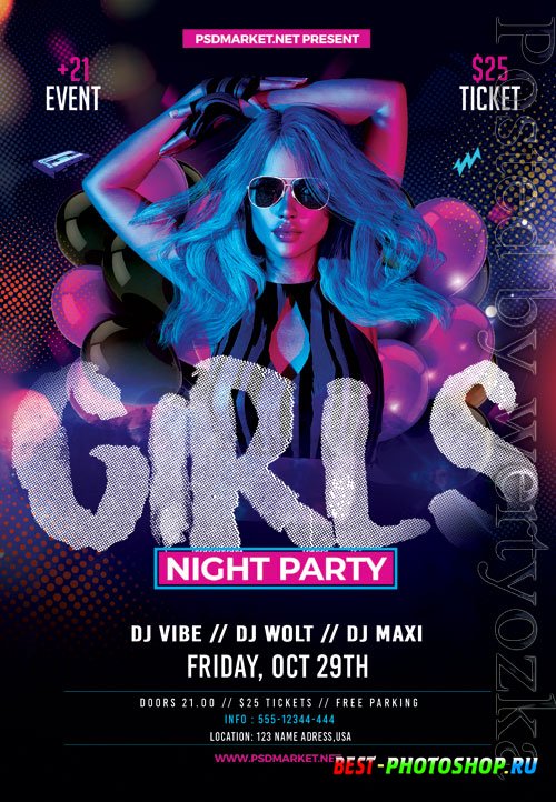 Girls night party - Premium flyer psd template