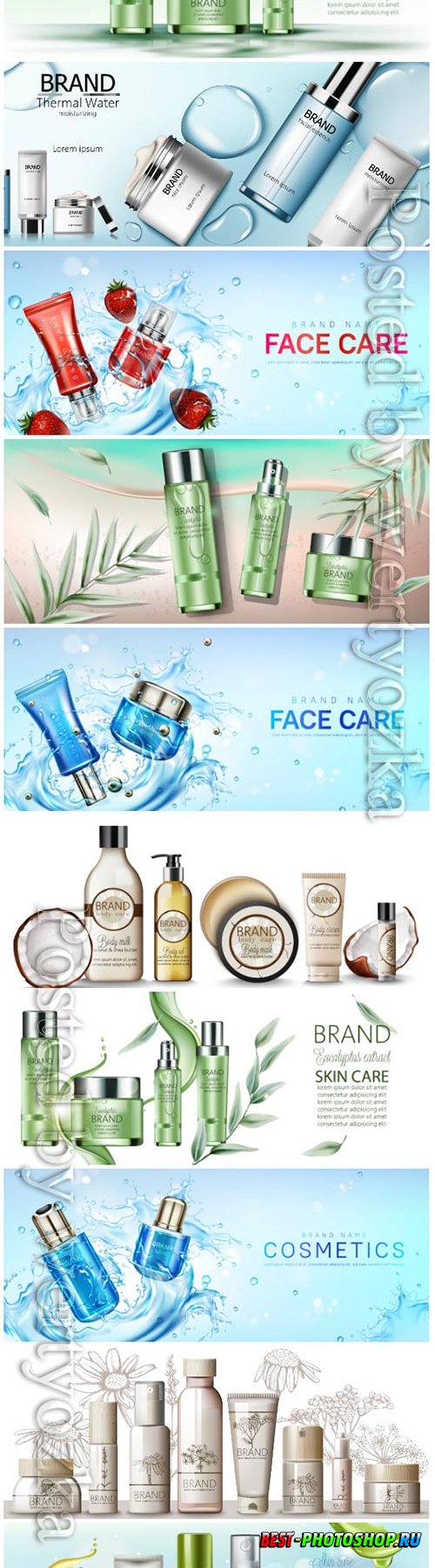 Realistic cosmetic products advertising vector template 3