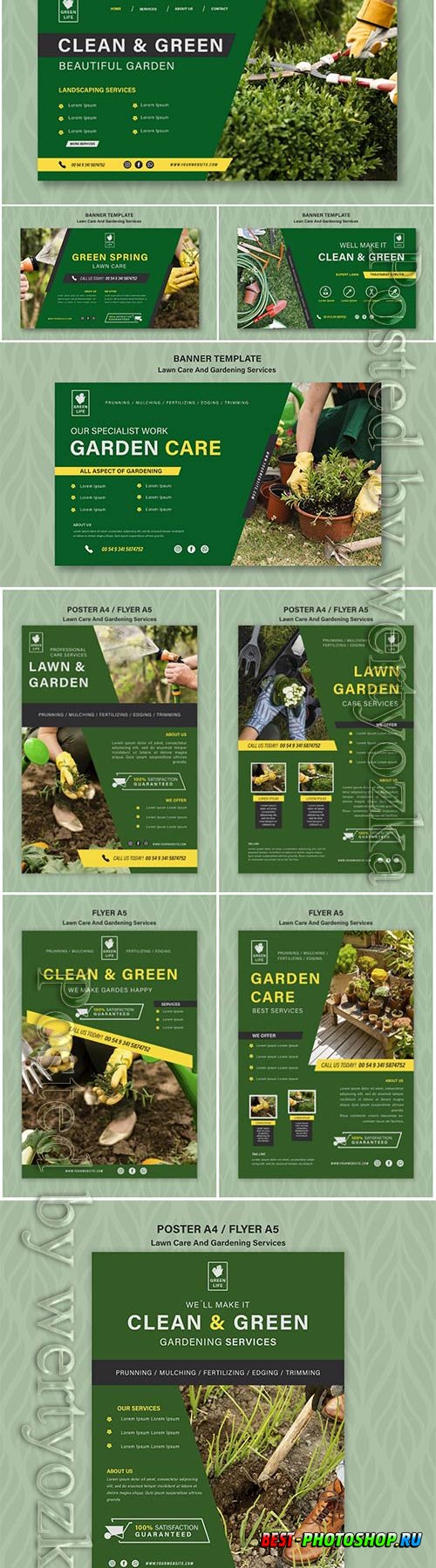 Lawn care concept banner template