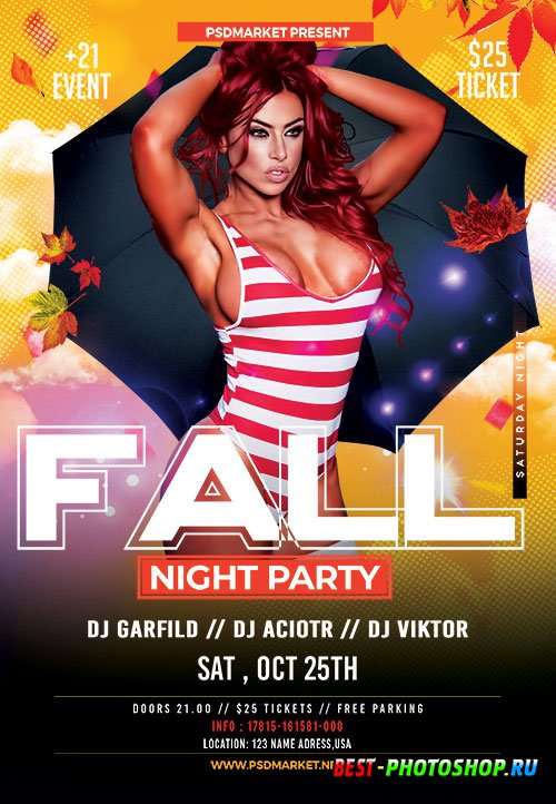 Fall night party - Premium flyer psd template
