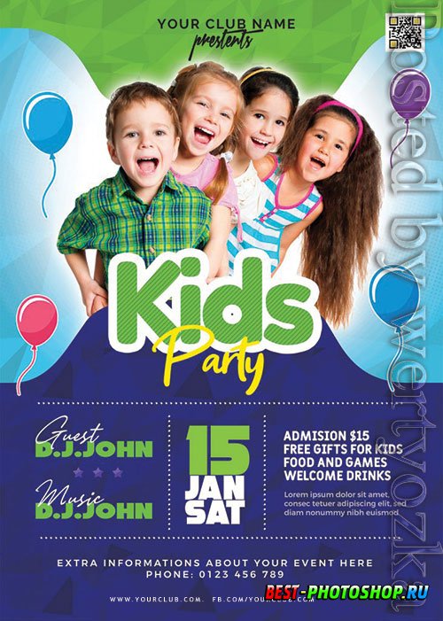 Amazing Kids Party Flyer PSD Template