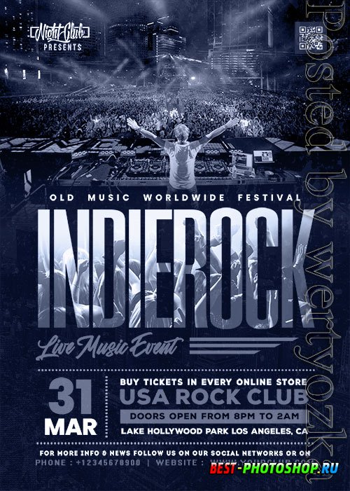Indie Rock Live Music Event PSD Flyer Template