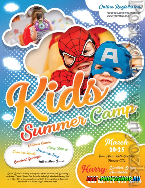 Kids Summer Camp Flyer Design Psd Template