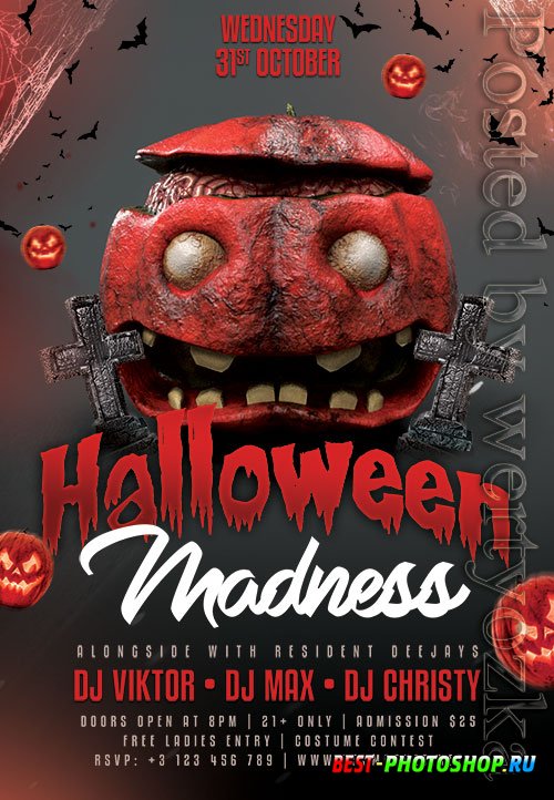 Halloween madness flyer psd