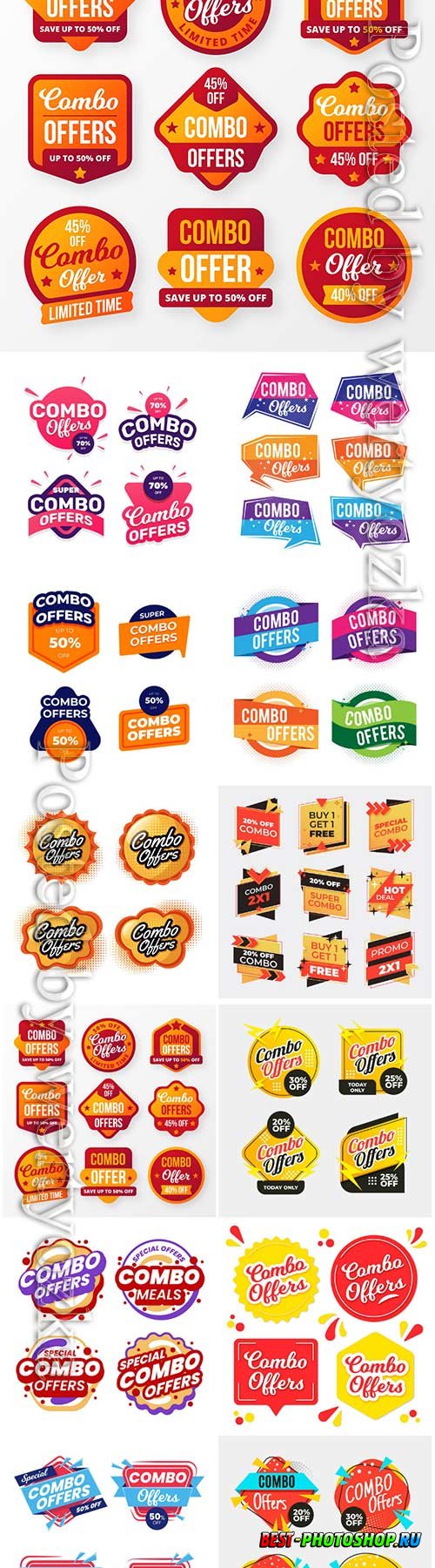 Combo offers labels vector collection