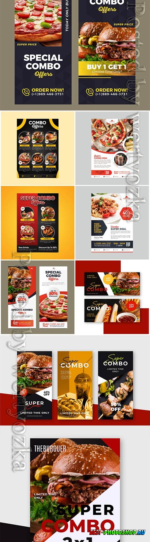 Combo meals discount poster template