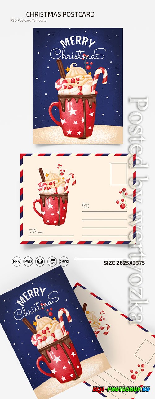 CHRISTMAS POSTCARD TEMPLATES IN PSD + EPS
